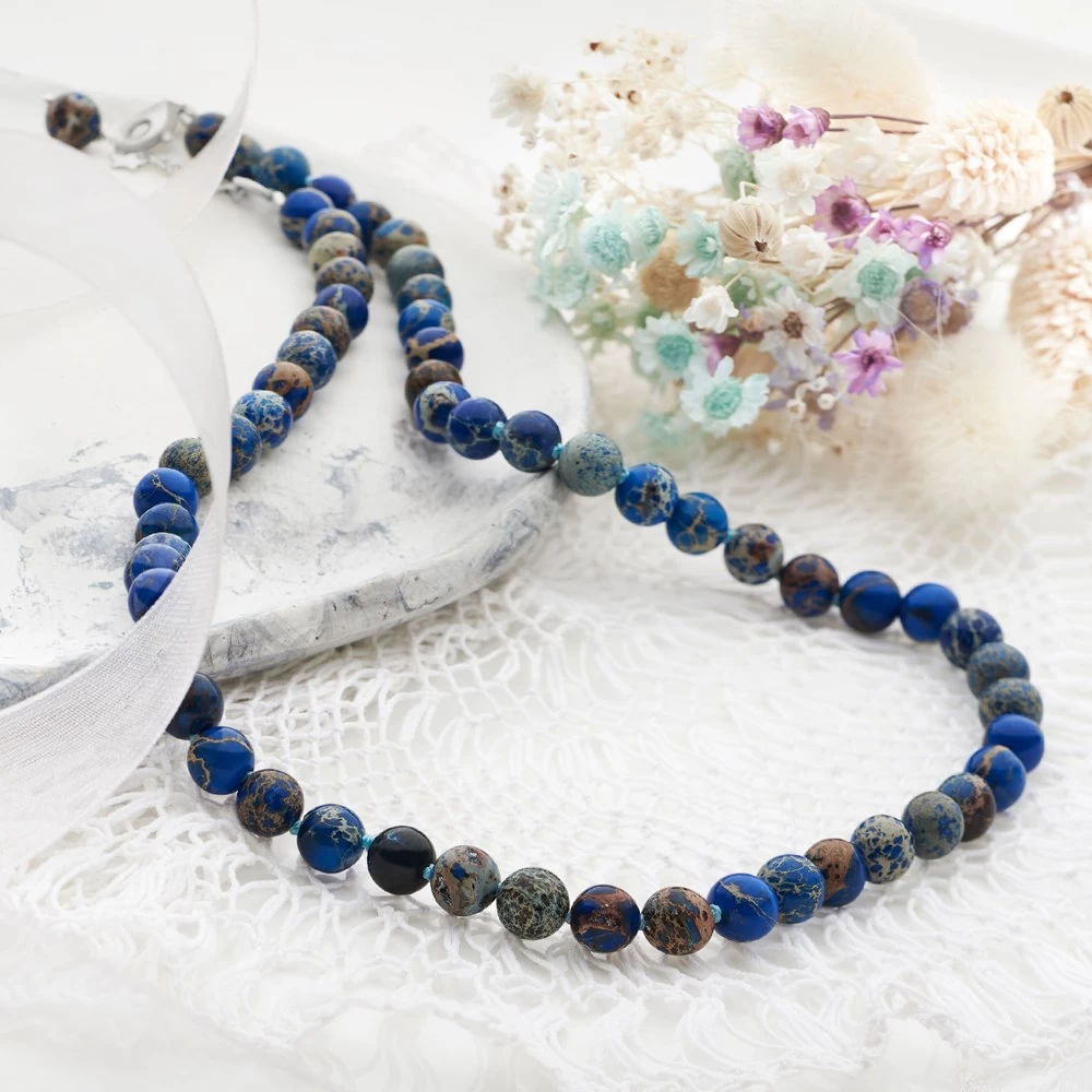 Beaded Blue Variscite Necklace (60-62cm) - Image 2