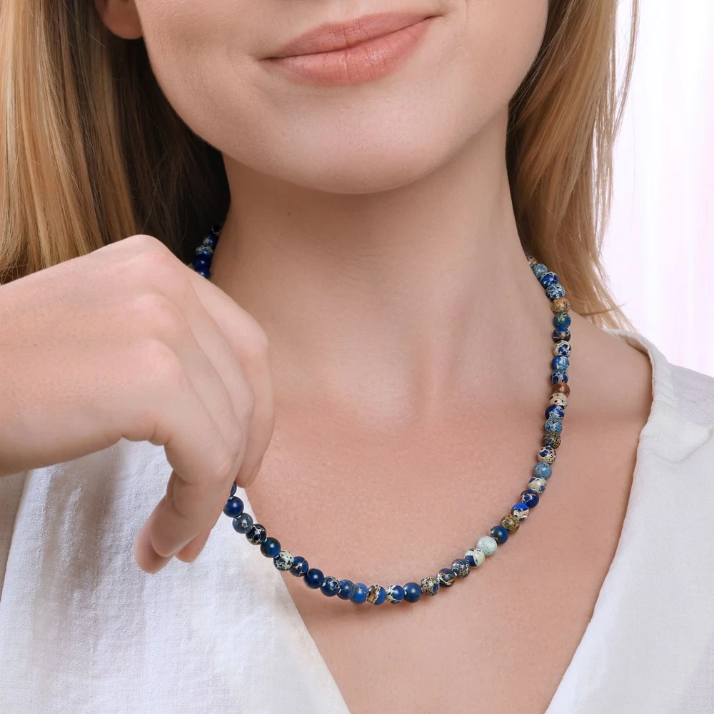 Beaded Blue Variscite Necklace (60-62cm) - Image 5