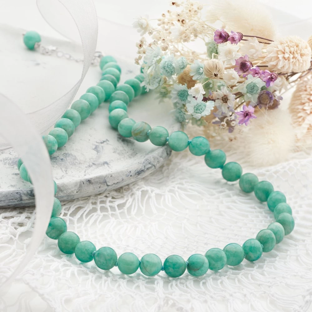 Beaded Amazonite Necklace (41-44cm) - Image 2