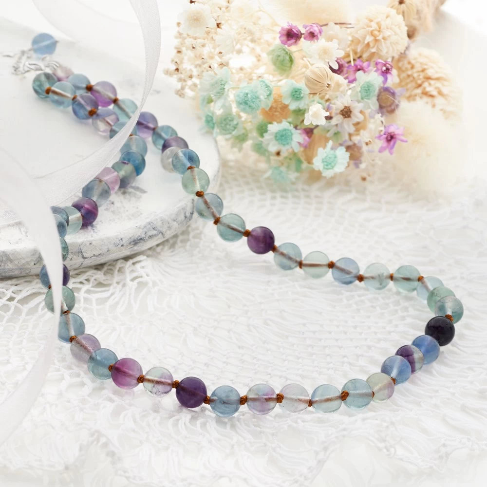 Beaded Fluorite Necklace (40-43cm) - Image 2