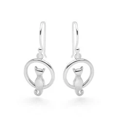 Cat In Moon Earrings